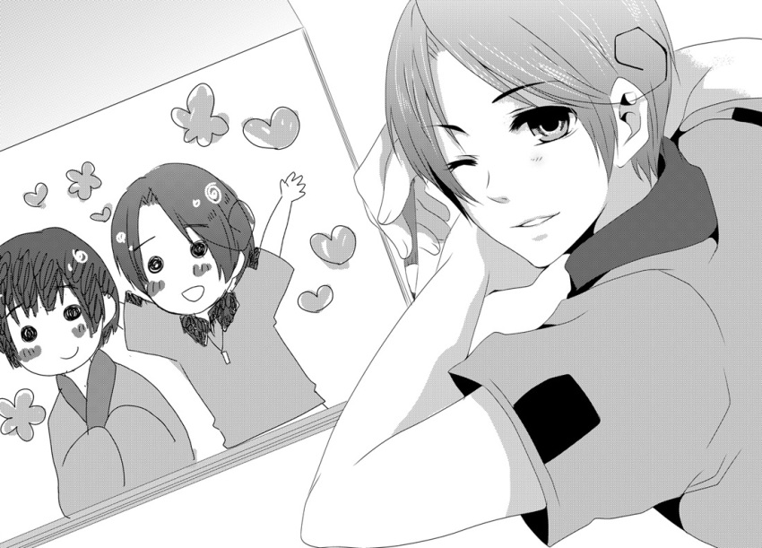 2boys, \o/, ahoge, arm, arms_up, artist_request, axis_powers_hetalia, bad_id