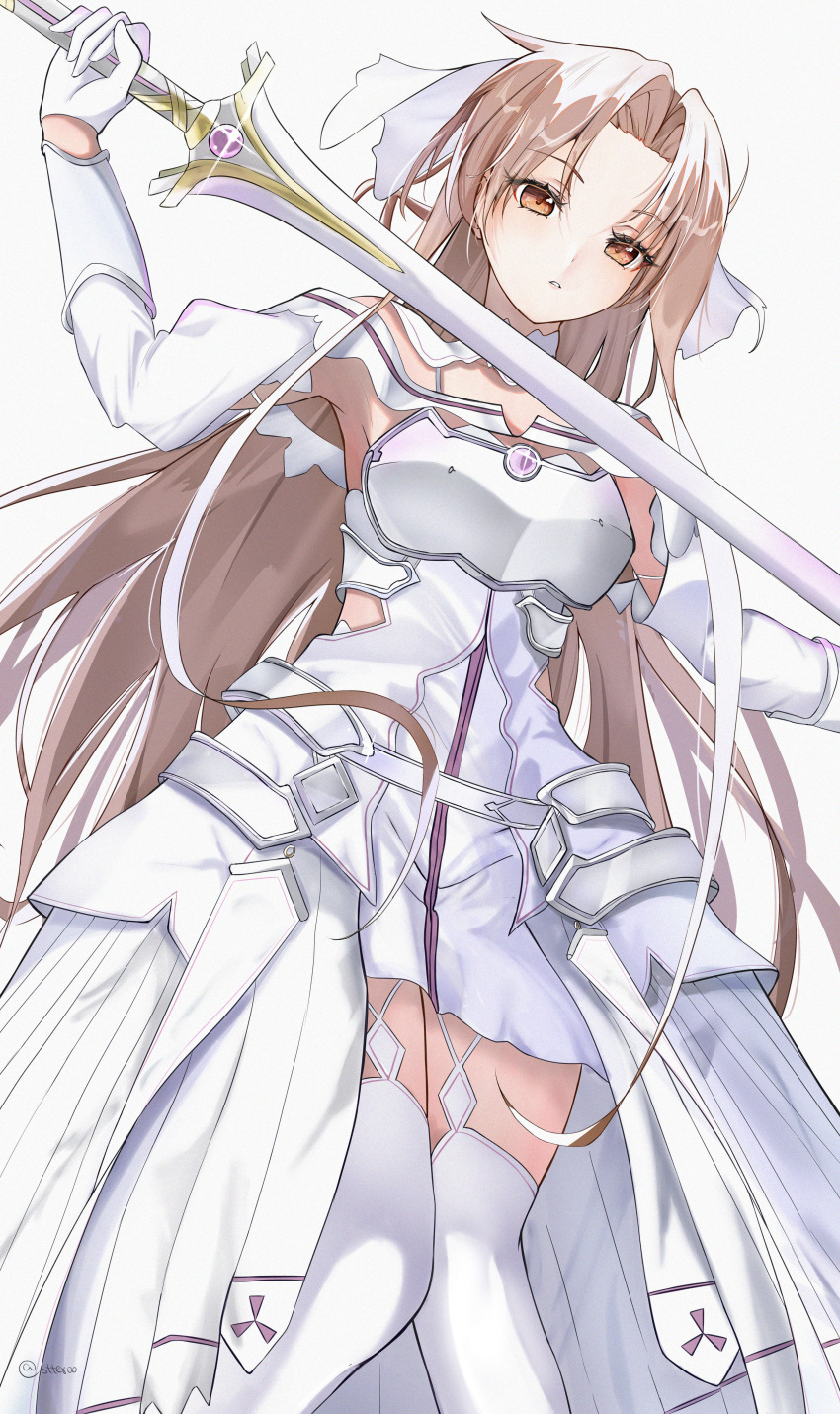 1girl, absurdres, armor, armored_dress, armpits, asuna_(sao), asuna_(stacia)_(sao), breastplate