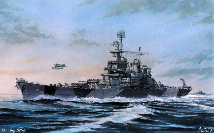 absurdres, aircraft, airplane, american_flag, anti-aircraft_gun, autocannon, battleship, bofors_40_mm_gun
