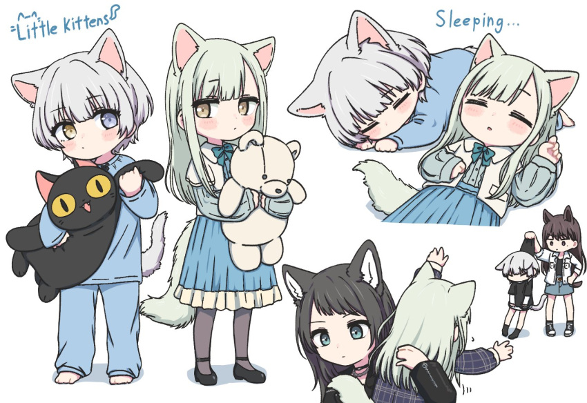4girls, animal_ears, aqua_eyes, bang_dream!, bang_dream!_it's_mygo!!!!!, barefoot, black_hair, black_pantyhose