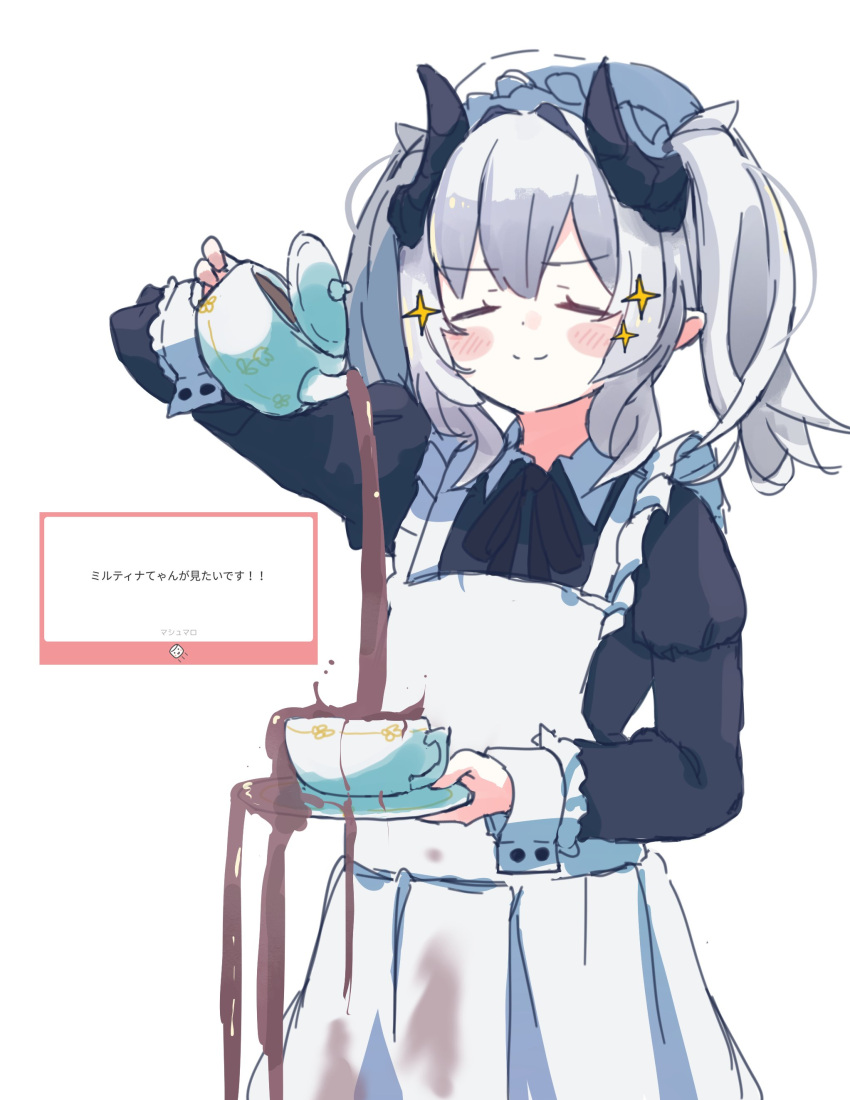 >:), 1girl, :<, absurdres, alternate_costume, animal_ears, animal_hat, apron