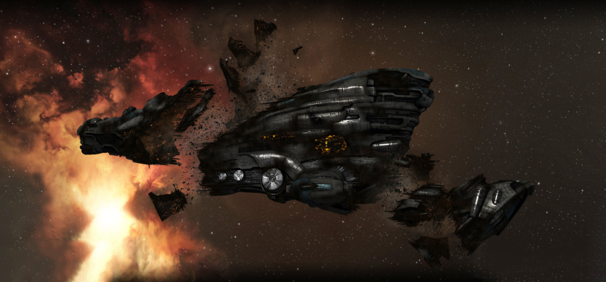 3d, battle_damage, broken, brown_background, capital_ship_(eve_online), clouds, combat_ship_(eve_online), commentary, dated_commentary, debris, duvolle_laboratories_(eve_online), erebus_(eve_online), eve_online, federation_navy_(eve_online), floating, floating_object, gallente_federation_(eve_online), glowing, highres, kaspercohen_(kasper_hansen), maya_(medium), military_vehicle, nebula, no_humans, official_art, outdoors, photoshop_(medium), realistic, roden_shipyards_(eve_online), scenery, science_fiction, sky, space, spacecraft, star_(sky), starry_sky, starry_sky_background, super_capital_ship_(eve_online), support_ship_(eve_online), titan_(eve_online), vehicle_focus, wreckage