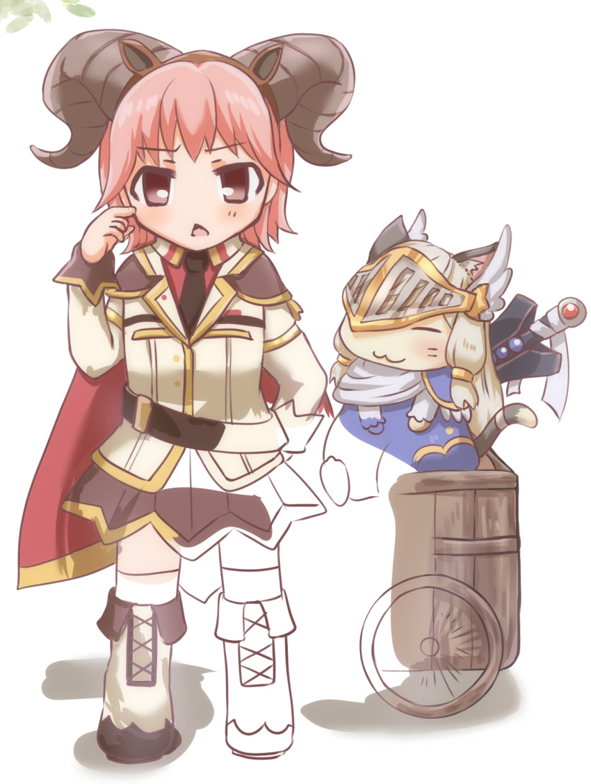 2girls, :3, animal_ears, black_necktie, blazer, blue_dress, blush, boots