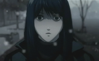 animated, animated_gif, black_hair, death_note, gif, lowres, misora_naomi, stare