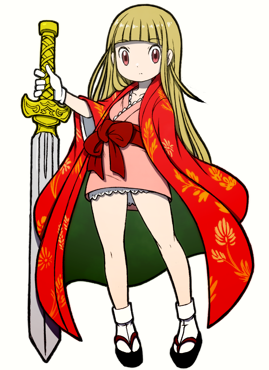 1girl, beeru_(veil8801), blonde_hair, blunt_bangs, closed_mouth, collarbone, full_body, gloves