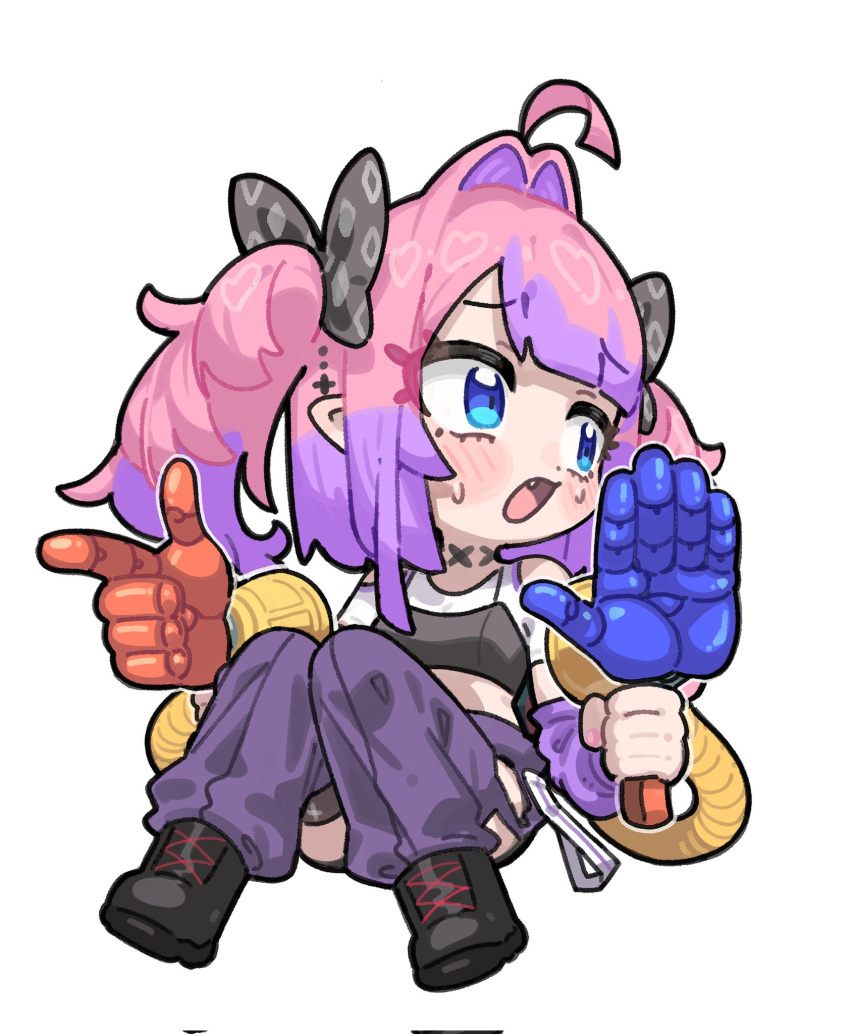 1girl, ahoge, black_boots, black_bow, black_bra, blue_eyes, blush, boots