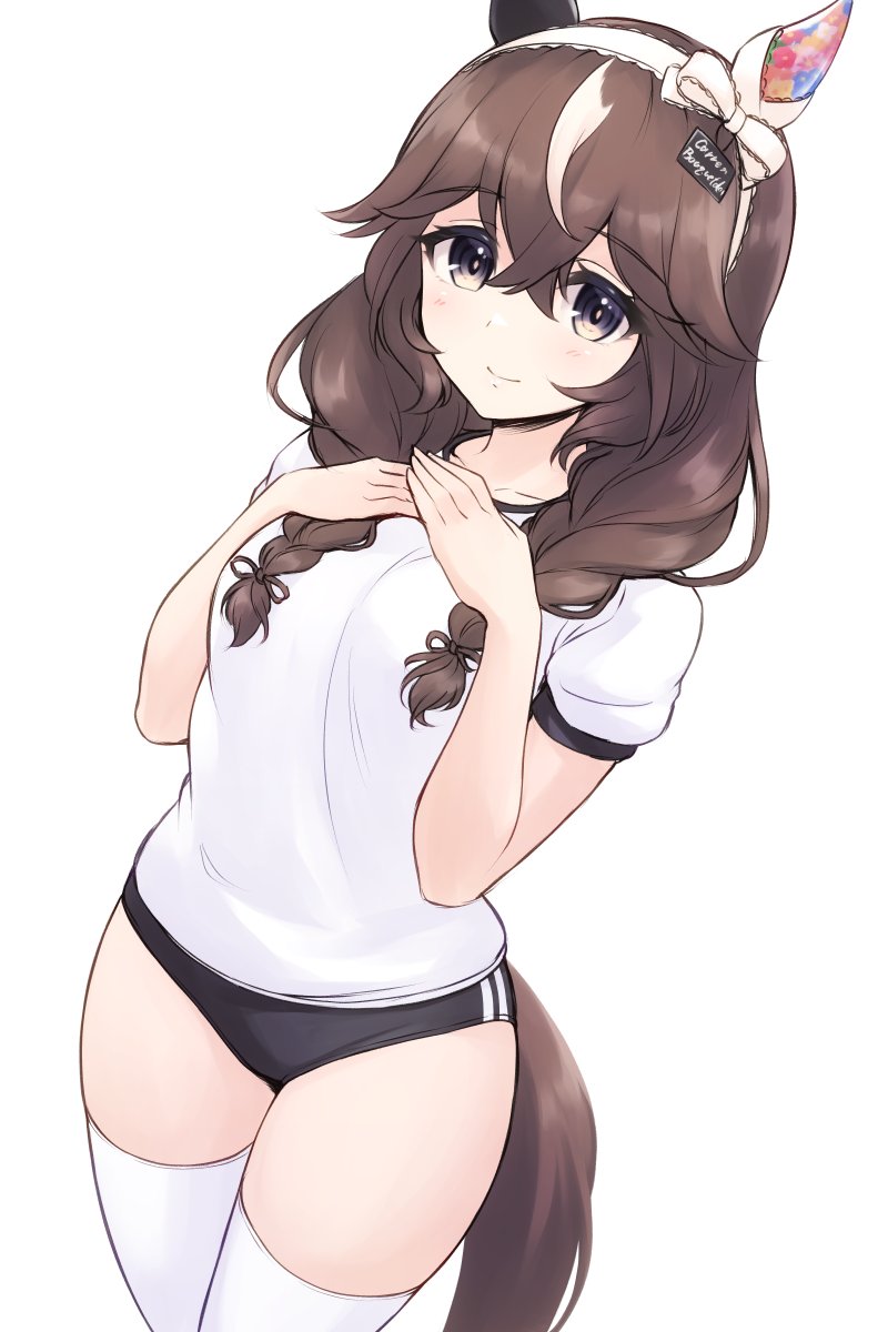 1girl, alternate_costume, animal_ears, blush, braid, breasts, brown_eyes, brown_hair