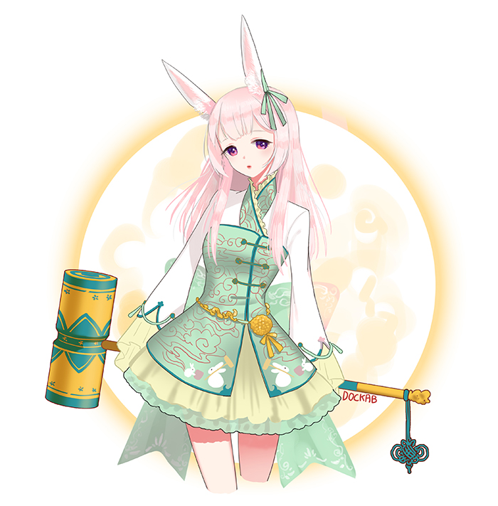 1girl, :o, animal_ear_fluff, animal_ears, animal_print, back_bow, blunt_bangs, bow