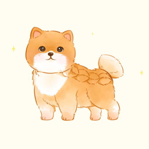 animal_focus, brown_eyes, chinese_commentary, closed_mouth, commentary_request, dog, floof_(infinity_nikki), infinity_nikki