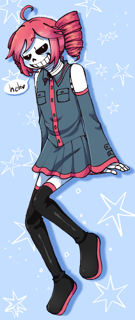 1boy, 2022, 2d, ahoge, arm_support, black_skirt, black_thighhighs, blue_background