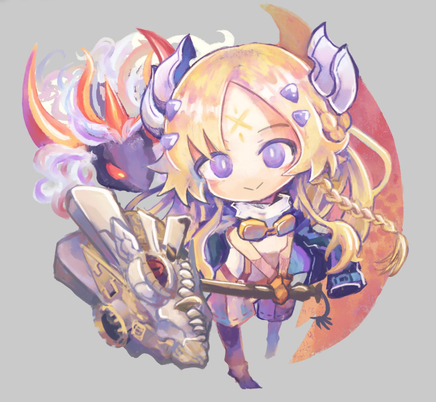 1girl, albaz_(yu-gi-oh!), albion_the_shrouded_dragon, blonde_hair, blue_eyes, chibi, dragon, duel_monster