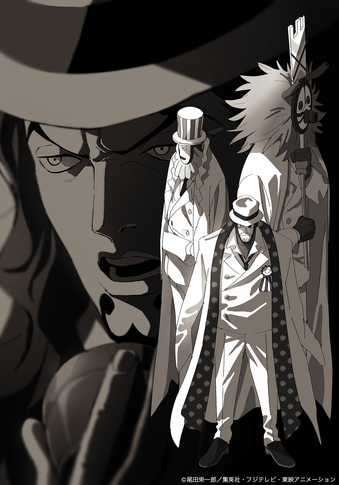 4boys, artist_request, coat, coat_on_shoulders, commentary, english_commentary, facial_hair, gloves