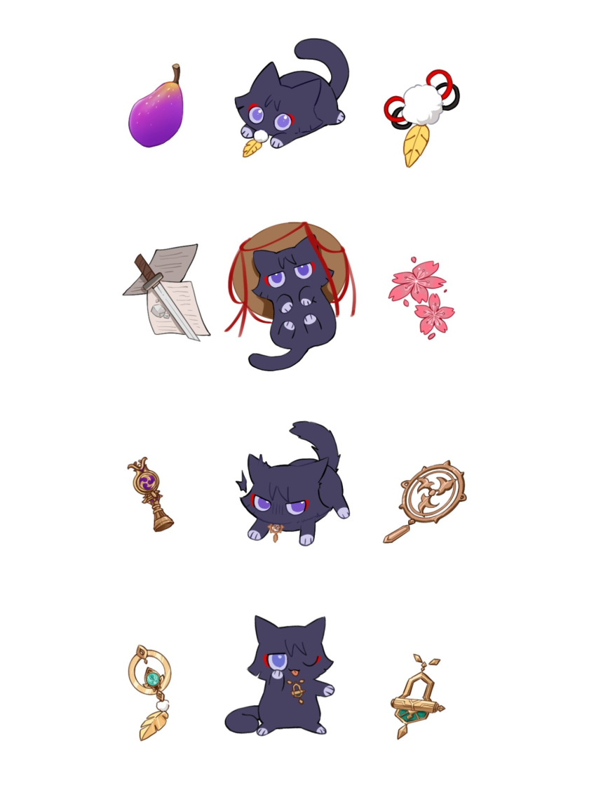 ;p, akanbe, all_fours, anemo_symbol_(genshin_impact), animalization, aqua_gemstone, black_cat, cat