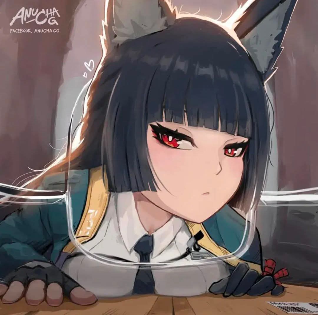 1girl, animal_ears, anucha_cg, artist_name, fox_ears, hoshimi_miyabi, long_hair, zenless_zone_zero