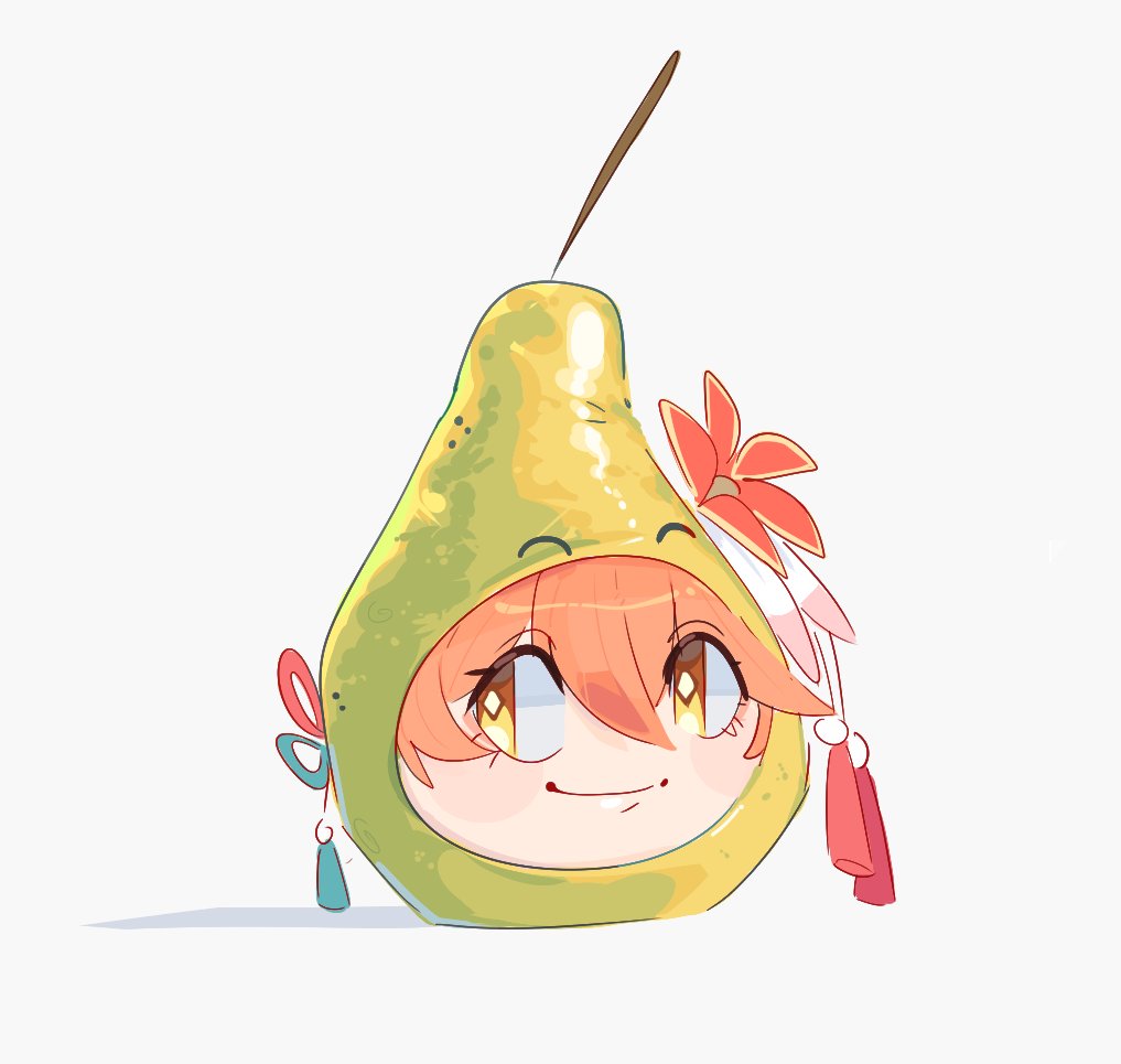 1girl, closed_mouth, cosplay, english_commentary, flower, food, fruit, guinaifen_(honkai:_star_rail)