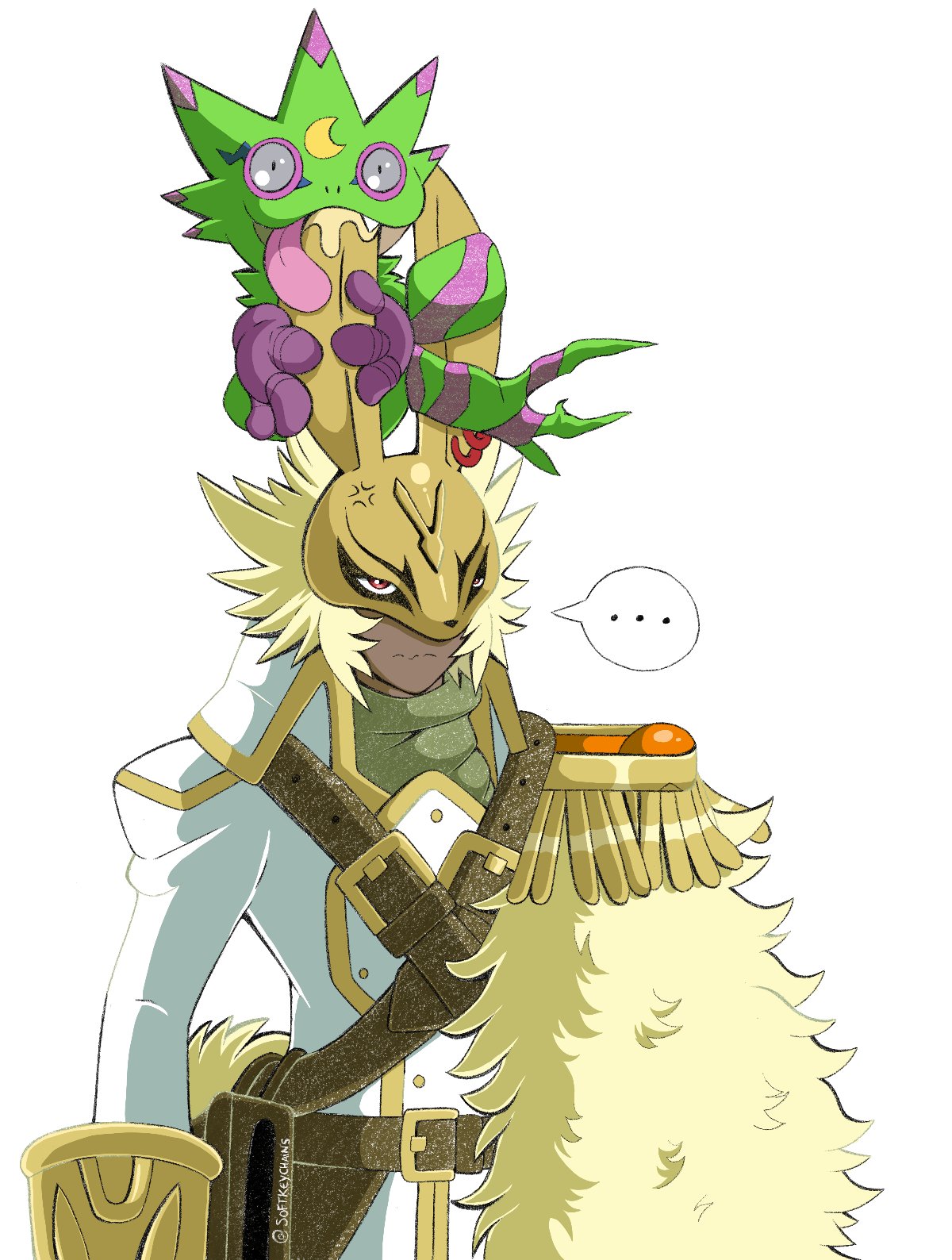 ..., 1boy, ana_(softkeychains), blonde_hair, dark-skinned_male, dark_skin, diarbbitmon, digimon