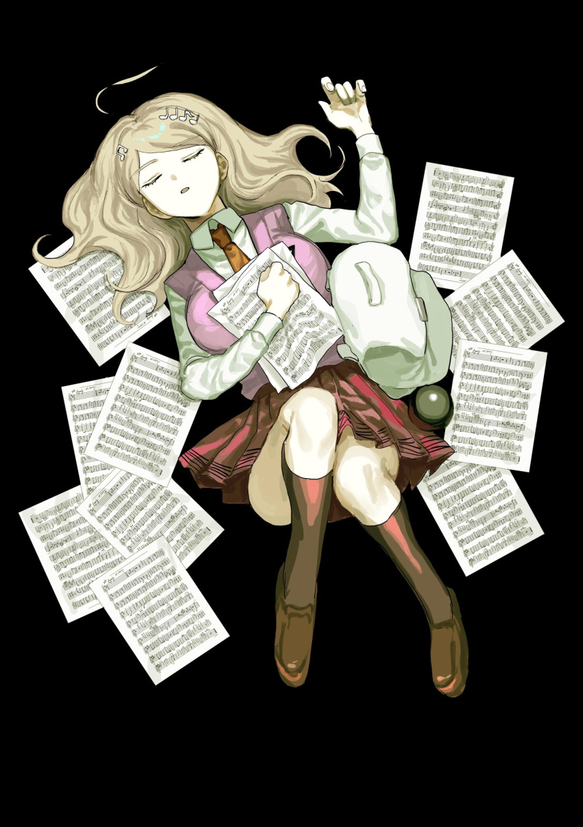 1girl, ahoge, akamatsu_kaede, blonde_hair, breasts, collared_shirt, danganronpa_(series), danganronpa_v3:_killing_harmony