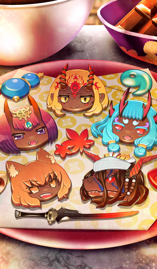 bowl, candy, character-themed_food, chocolate, chocolate_bar, commentary, fate/grand_order, fate_(series)