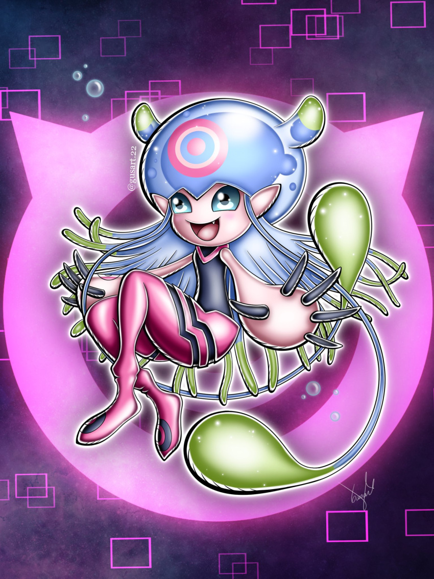 circle, digimon, digimon_(creature), fang, floating, gusart, happy, highres