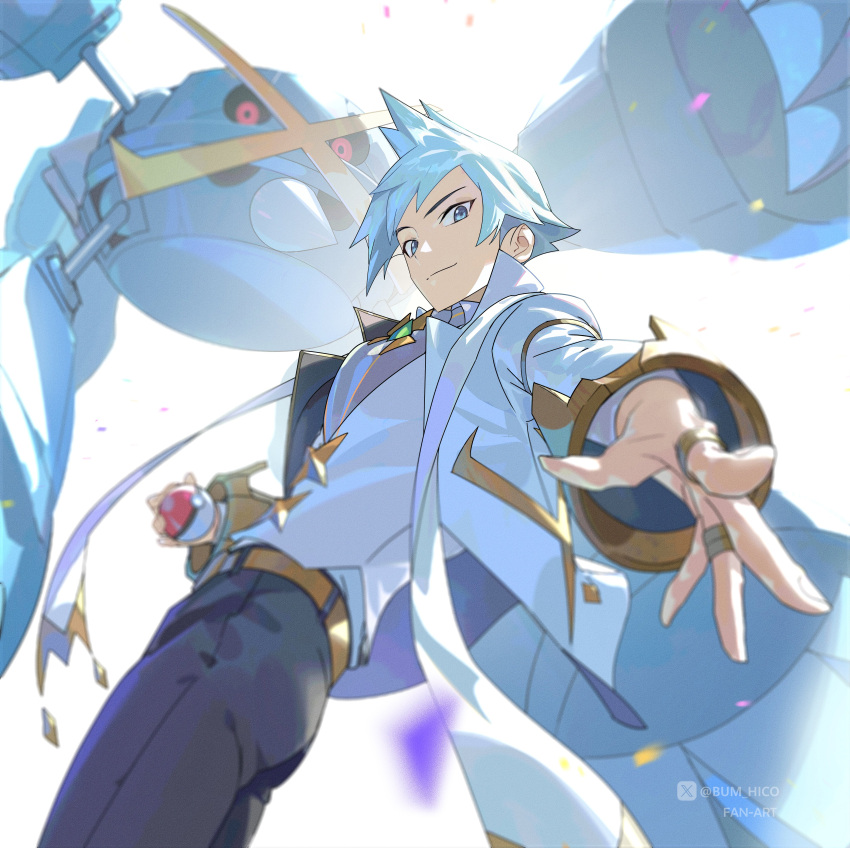 1boy, absurdres, blue_eyes, bum_hico, closed_mouth, gem, green_gemstone, highres