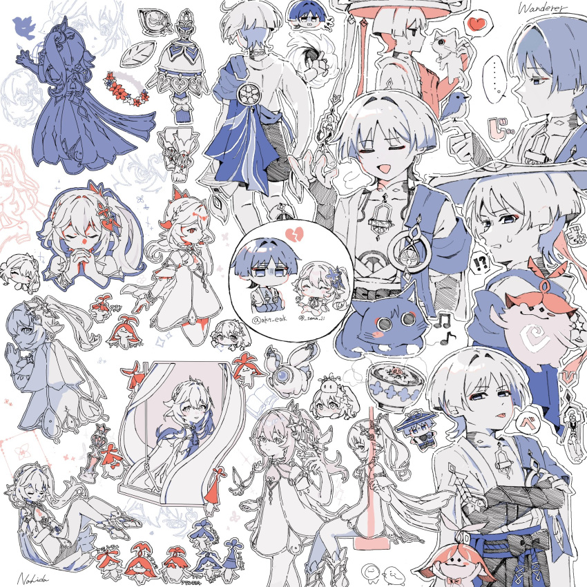 !?, ..., 1boy, 1girl, 3ksubak, akt_eak, anemo_symbol_(genshin_impact), angry