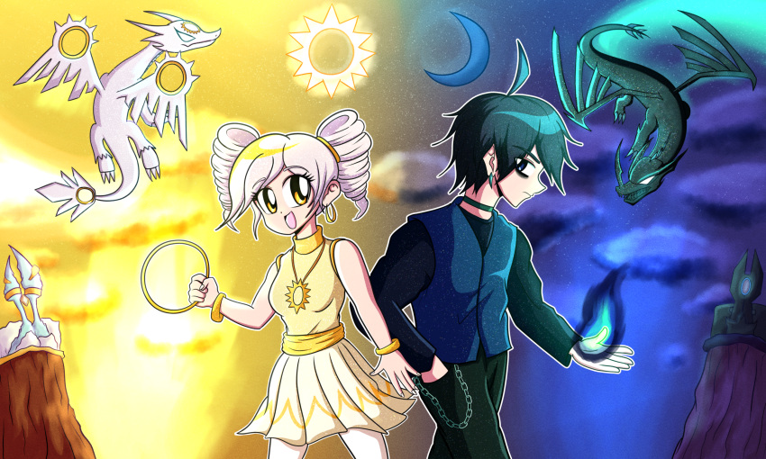 blackout, dragon, emo_fashion, highres, moon, skylanders, spotlight, spyro_(series)