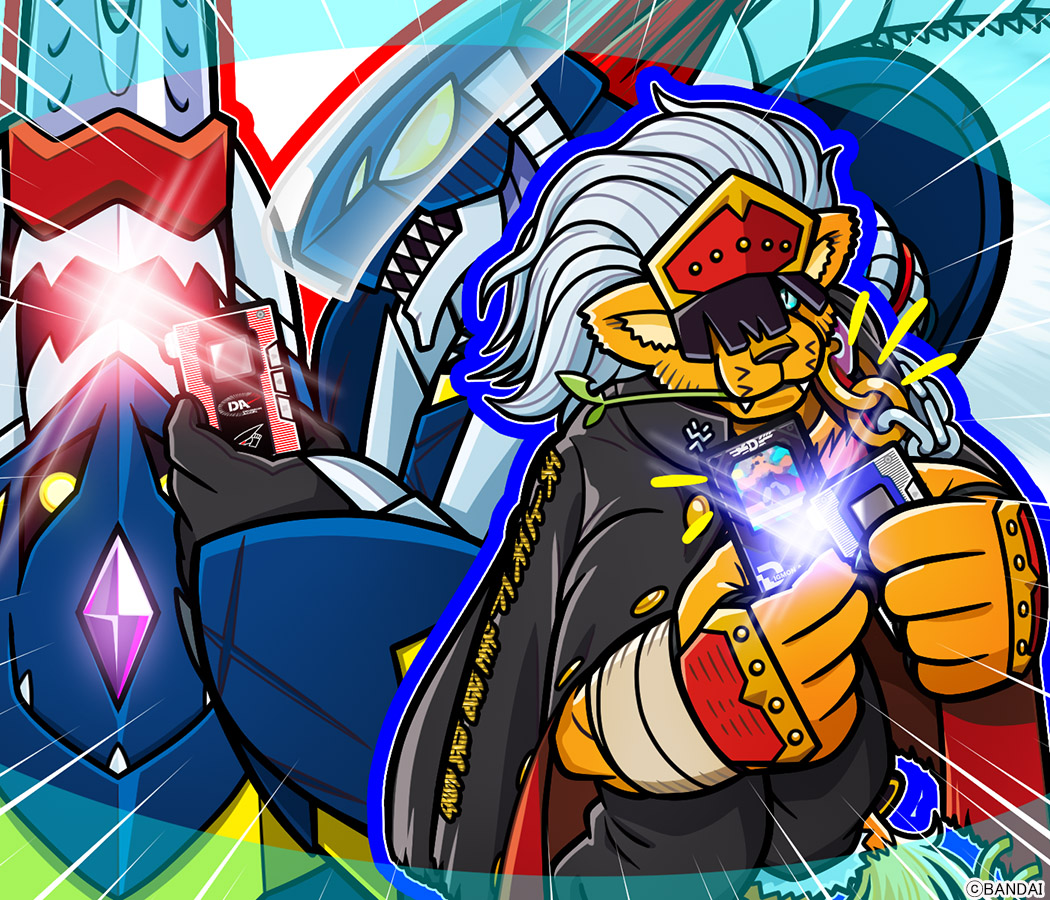 1boy, bancholeomon, black_jacket, black_pants, body_fur, darkdramon, digimon, digimon_(creature)