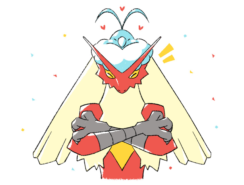 animal_focus, bird, blaziken, blinking_inside_eyes, closed_eyes, commentary, english_commentary, full_body