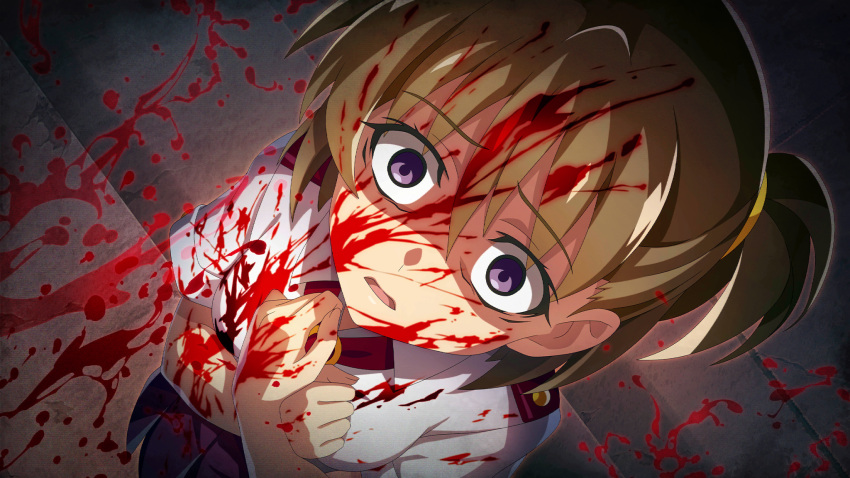 1girl, akasaka_miyuki, blood, blood_on_arm, blood_on_clothes, blood_on_face, blood_on_hands, blood_splatter