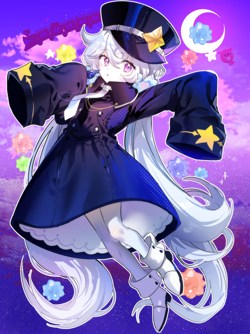 1girl, absurdres, black_hat, colored_skin, cookie_run, cookie_run:_kingdom, dress, hair_ornament