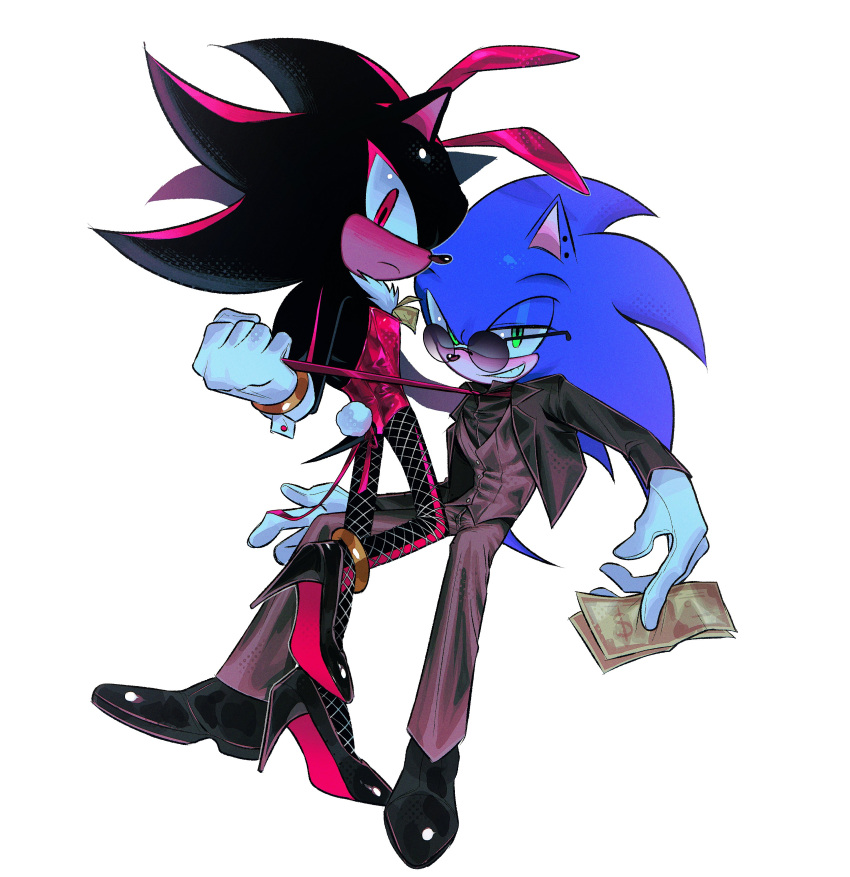 2boys, absurdres, animal_ears, animal_nose, anklet, black_fur, black_shoes, blue_fur