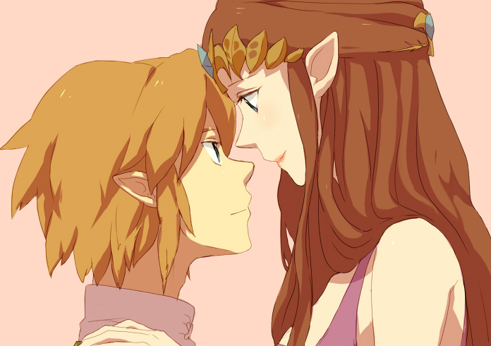 blue_eyes, brown_hair, couple, link, long_hair, nintendo, o-yuki, pointy_ears, princess_zelda, smile, the_legend_of_zelda, twilight_princess