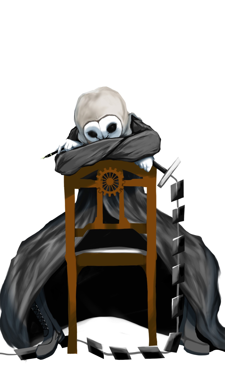 1boy, absurdres, animal_head, black_souls, black_souls_2, boots, crossed_arms, grey_cloak