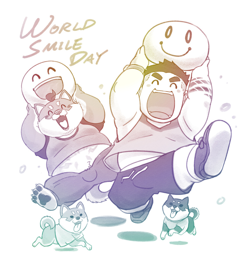 2boys, absurdres, animal_ears, artist_request, bulge, chibi, dog_boy, dog_ears