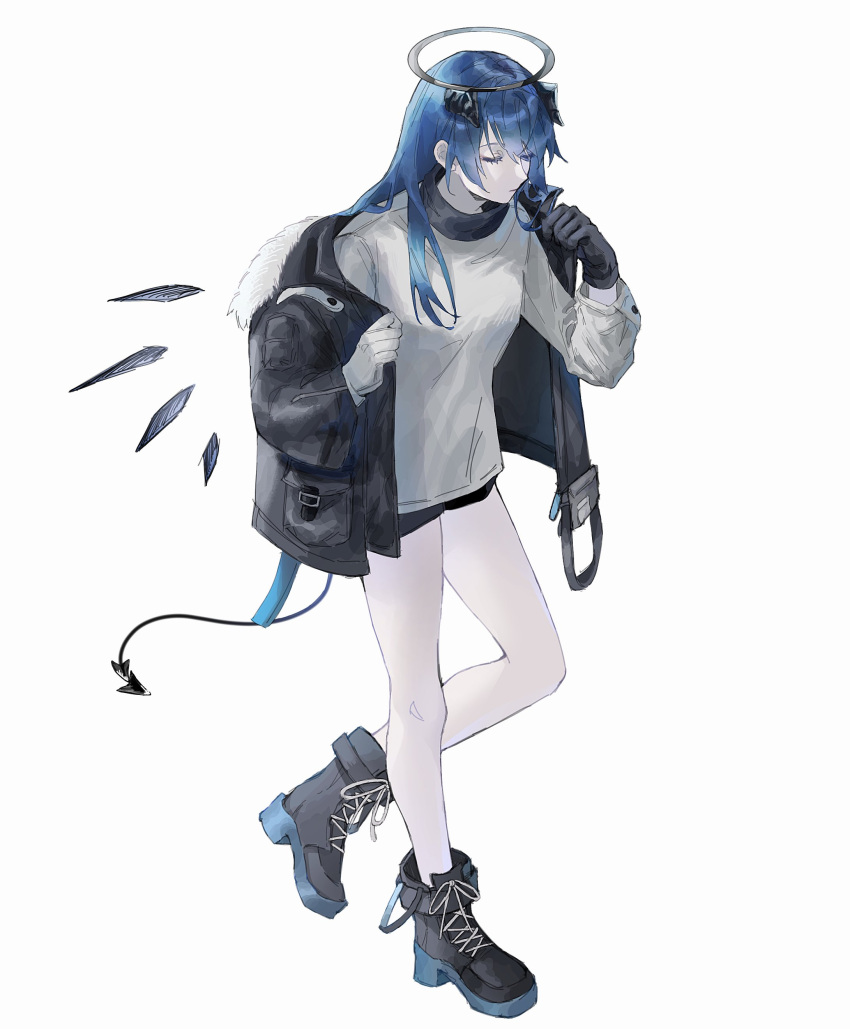 1girl, absurdres, ankle_boots, arknights, arknights_yuu12, asymmetrical_gloves, black_boots, black_gloves