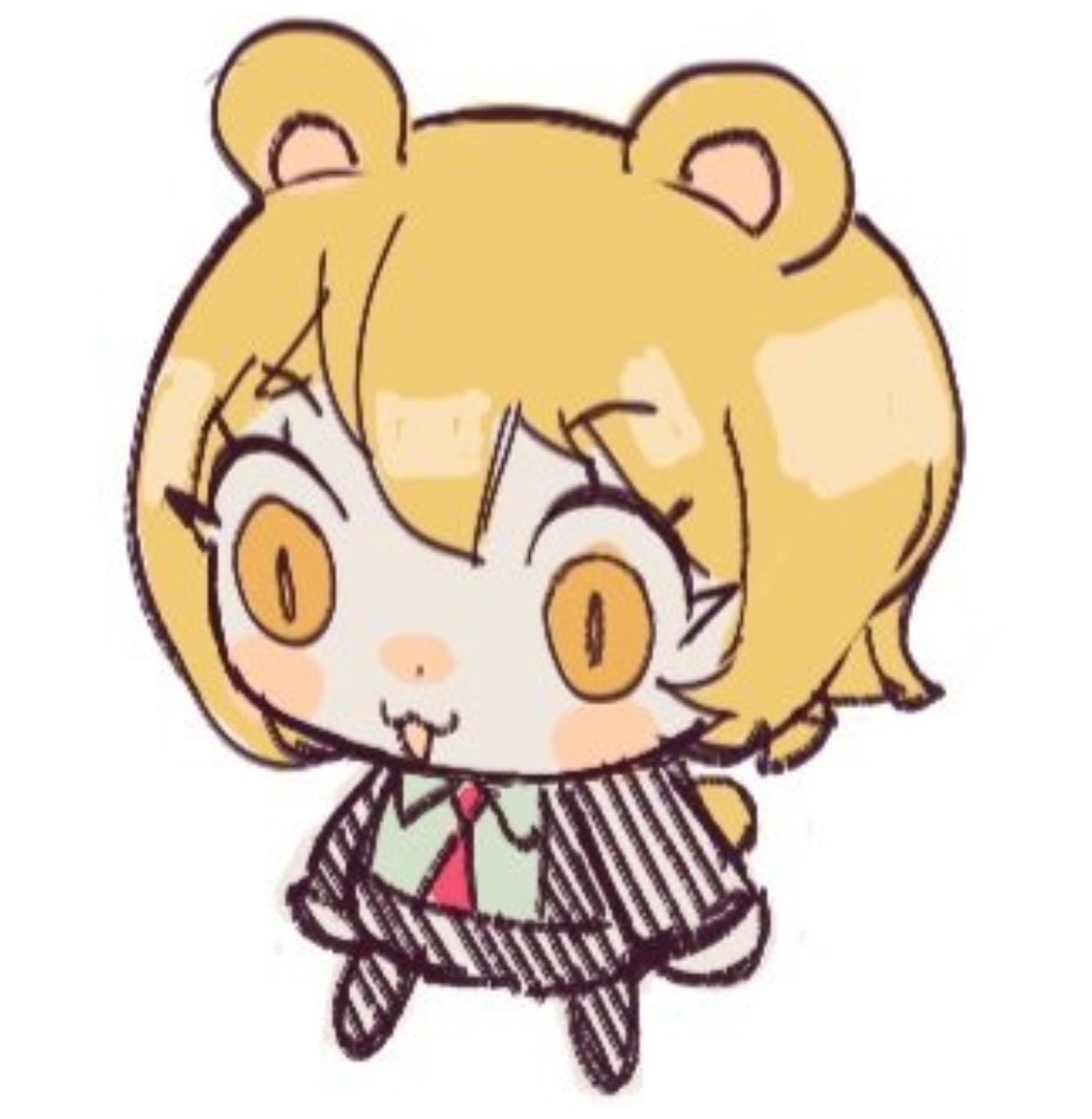 1girl, :3, animal_ears, black_jacket, black_pants, black_shoes, blonde_hair, blush_stickers