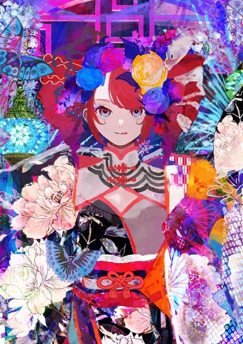 1girl, adapted_costume, alternate_costume, blue_eyes, blue_flower, bow, bug, butterfly
