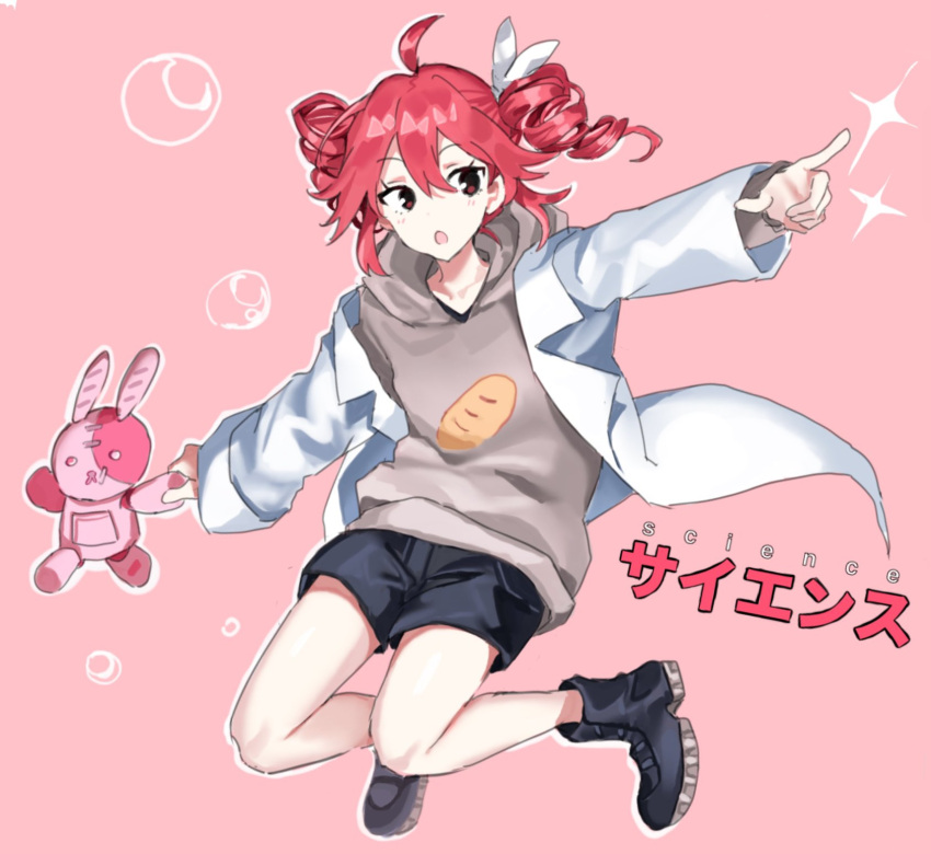 1girl, ahoge, alternate_costume, alternate_eye_color, black_boots, black_eyes, black_shorts, boots