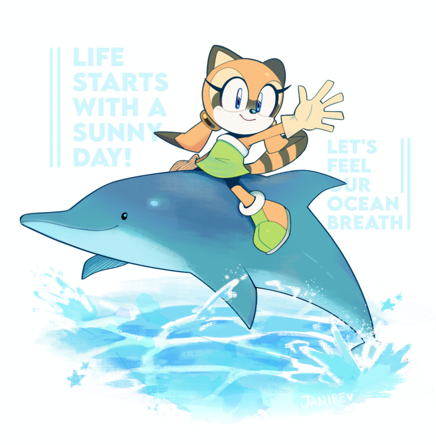1girl, absurdres, animal_ears, bike_shorts, blue_eyes, brown_gloves, dolphin, furry