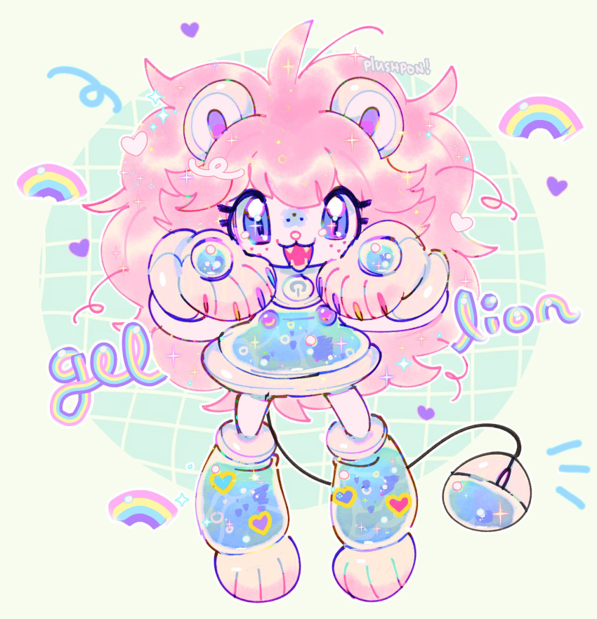 1girl, animal_ears, animal_feet, animal_hands, aqua_mouse, commentary, computer_mouse, cyber_fashion