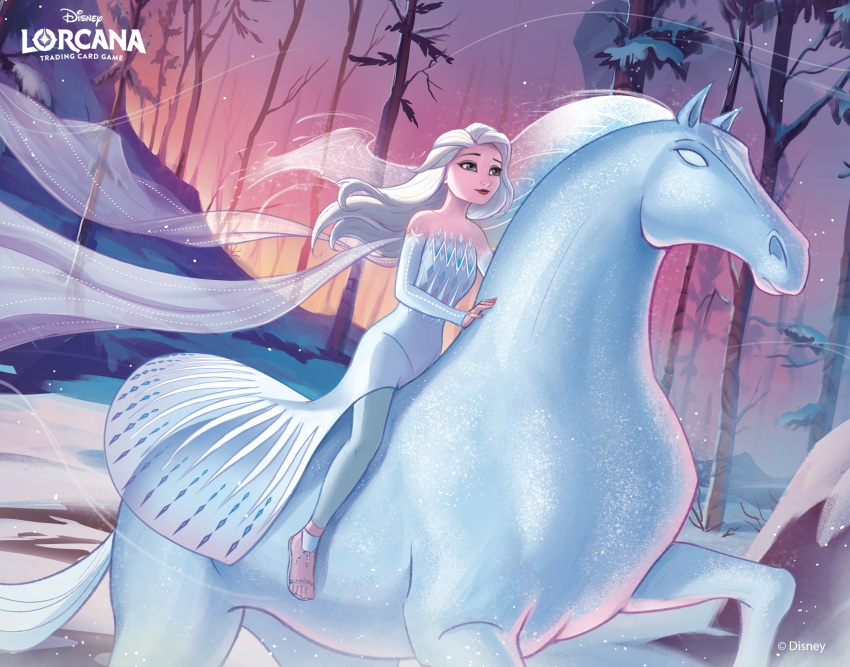 1girl, absurdres, blue_eyes, blue_leggings, copyright_name, cristian_romero, disney_lorcana, dress