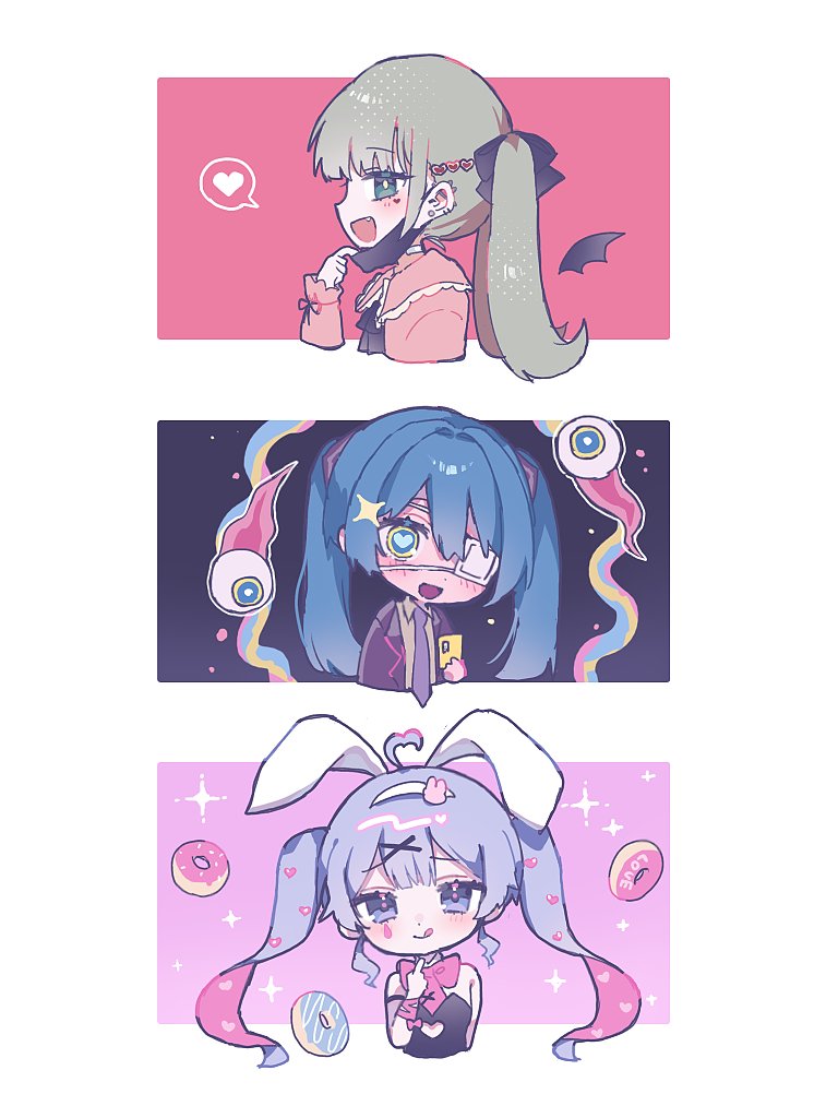 1girl, ahoge, animal_ear_hairband, animal_ears, aqua_hair, black_wings, blue_hair, blush