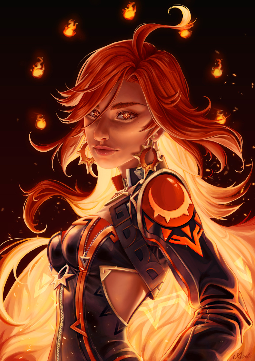 1girl, a_thousand_blazing_suns_(genshin_impact), absurdres, biker_clothes, bikesuit, black_bodysuit, bodysuit, earrings
