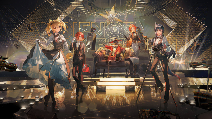 4boys, 4girls, ambience_synesthesia, angel, angel_wings, animal, animal_ear_fluff, animal_ears