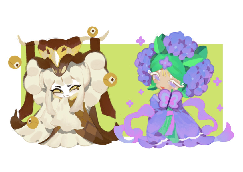 1girl, 1other, absurdres, androgynous, bozi_(labochushi), chinese_clothes, cookie_run, flower