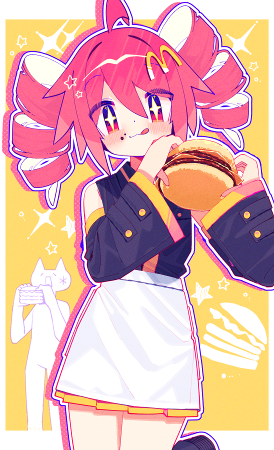 +_+, 8toushin, adapted_costume, ahoge, alternate_costume, aoi_tsuyu, apron, beef