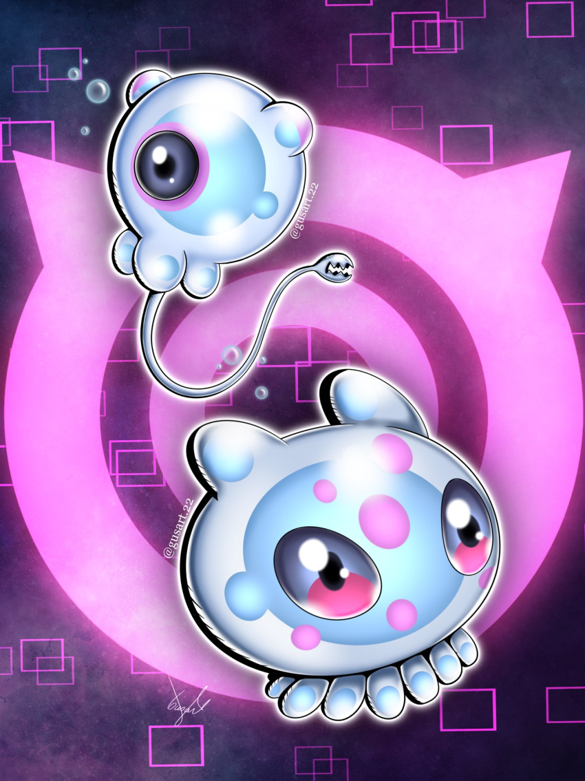 blue_eyes, circle, digimon, digimon_(creature), floating, gusart, highres, jellyfish