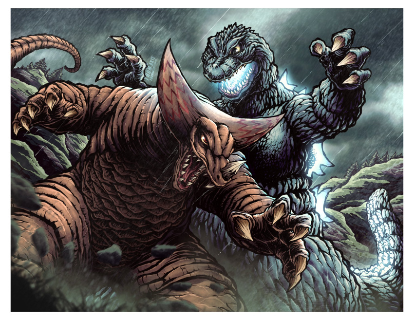 battle, brown_scales, claws, crossover, giant, giant_monster, godzilla, godzilla_(series)