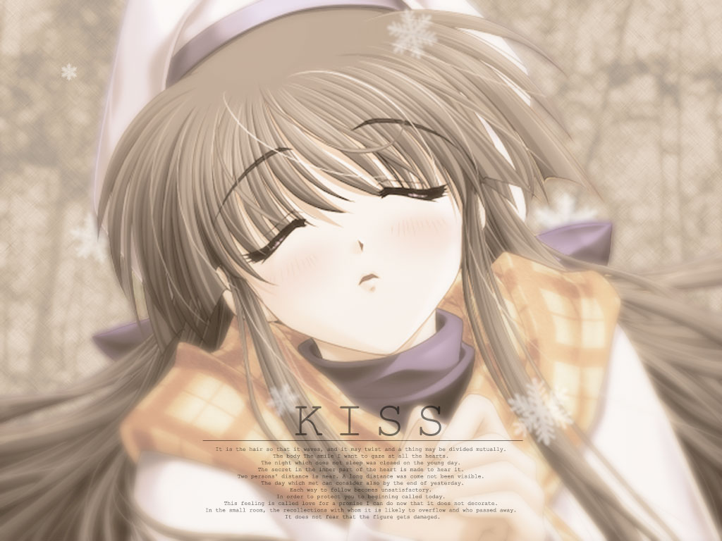 hat, long_hair, scarf, snow_(game), wallpaper, yukizuki_sumino