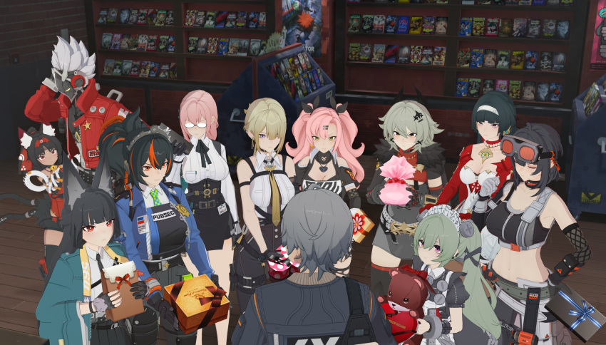 2boys, 6+girls, animal_ears, astra_yao, billy_kid, caesar_king_(zenless_zone_zero), corin_wickes, evelyn_chevalier